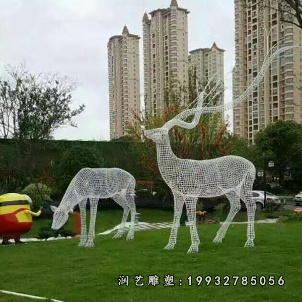 不锈钢鹿动物雕塑 (37)