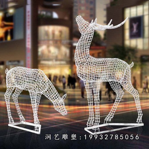 不锈钢鹿动物雕塑 (4)