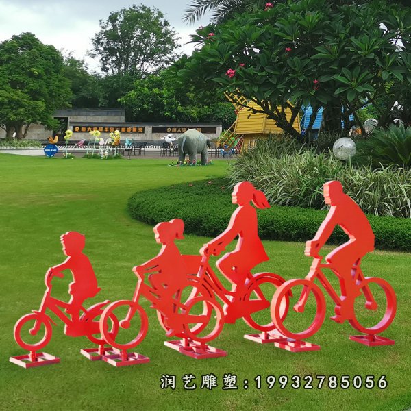 不锈钢骑车雕塑  (85)