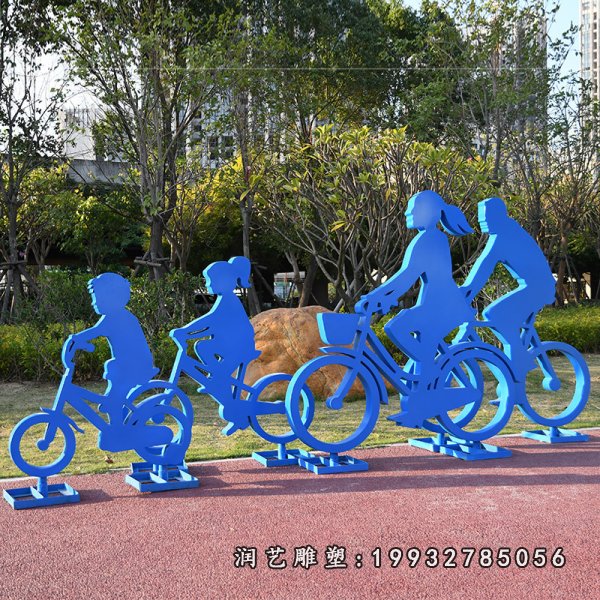 不锈钢骑车雕塑  (86)