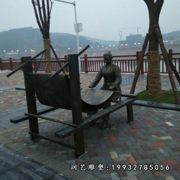 织布铜雕，广场小品铜雕 (4)