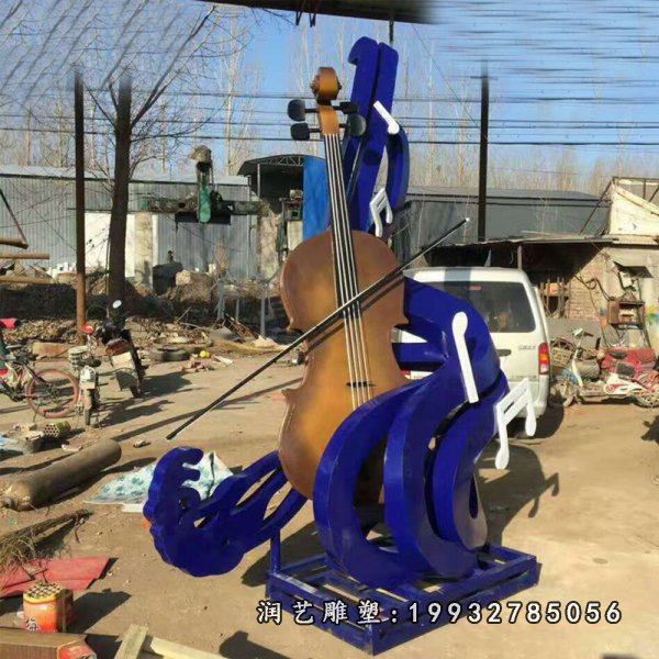 不锈钢大提琴雕塑  (27)