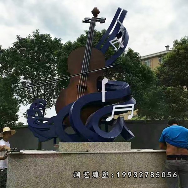不锈钢大提琴雕塑  (22)