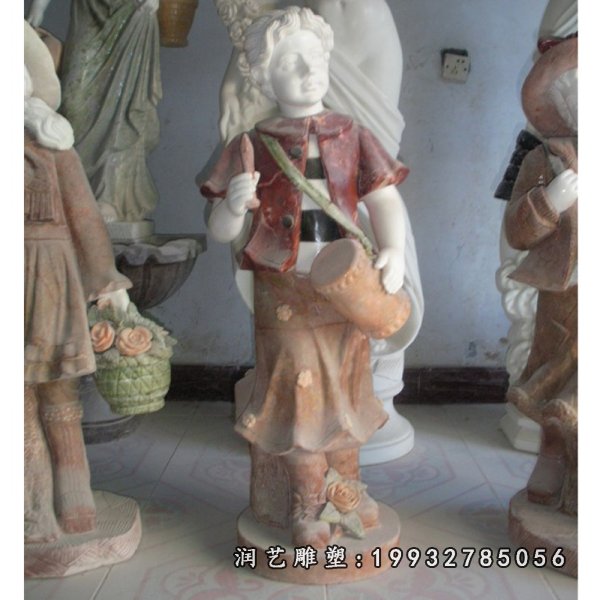 城市西方小孩石雕，城市人物石雕 (3)
