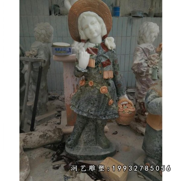 西方小孩石雕，城市人物石雕 (7)