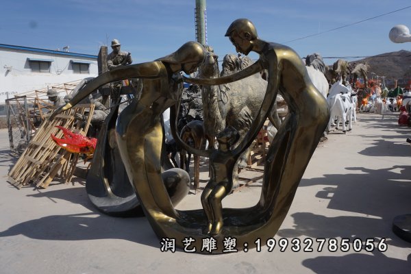 一家人铜雕 (24)