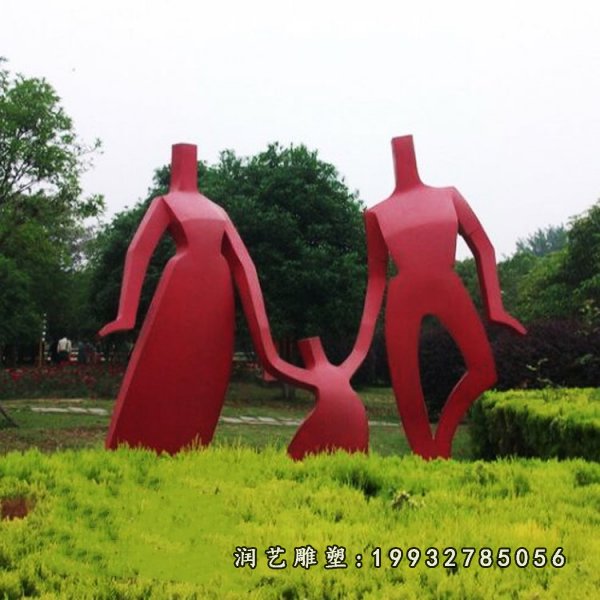 不锈钢一家人雕塑 (17)