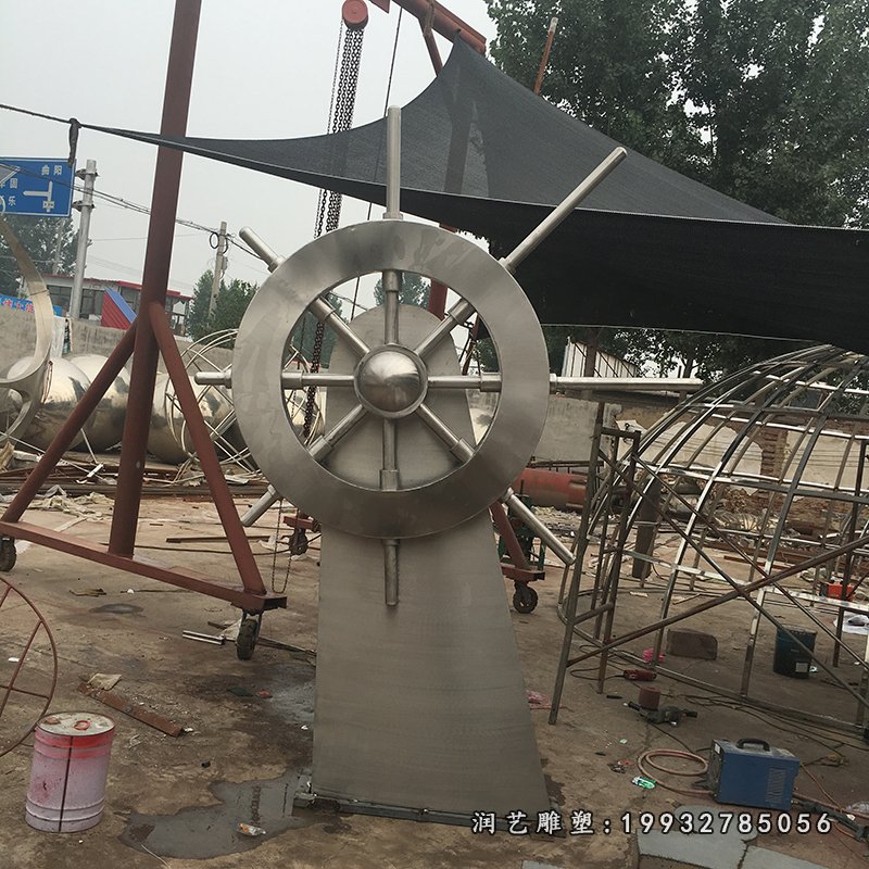 不锈钢船舵景观雕塑 (2)