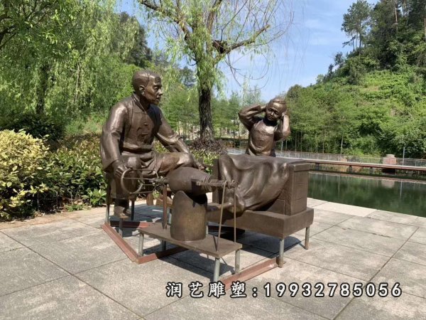 爆米花民俗铜雕