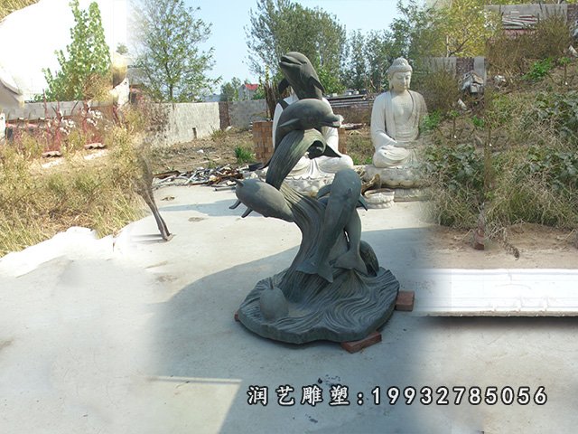 海豚动物铜雕