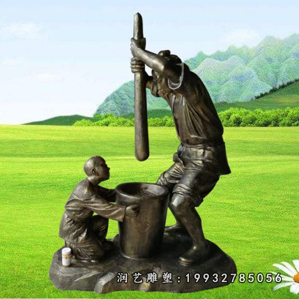 打糍粑民俗铜雕 (2)