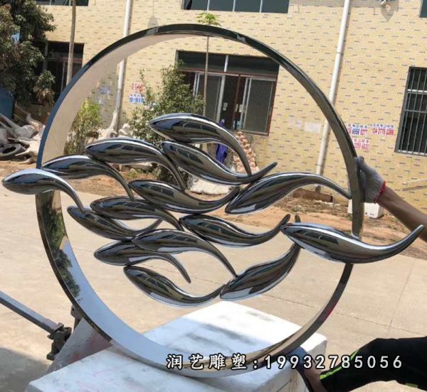 不锈钢鲤鱼跃龙门雕塑 (11)