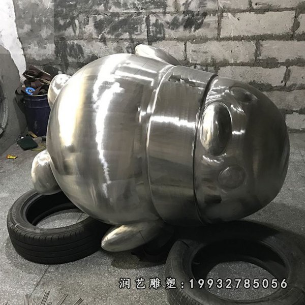 不锈钢企鹅雕塑  (3)