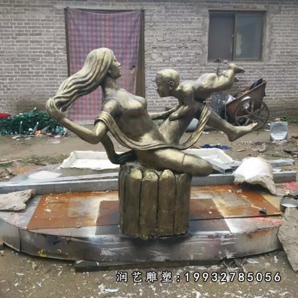 母子铜雕 (50)