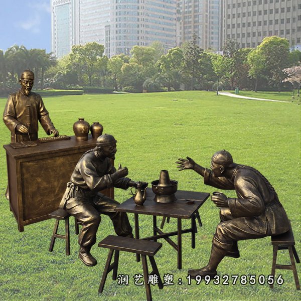 划拳人物民俗铜雕 (2)