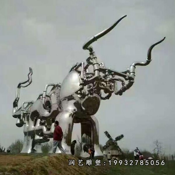不锈钢牛雕塑 (3)