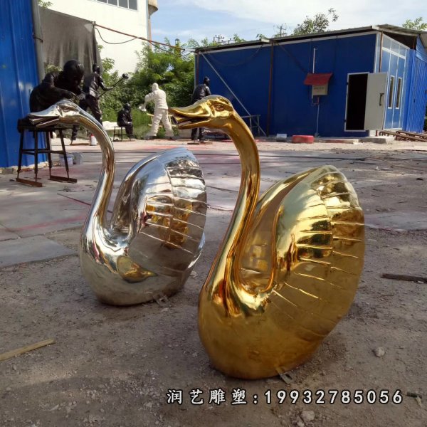 不锈钢天鹅雕塑  (8)