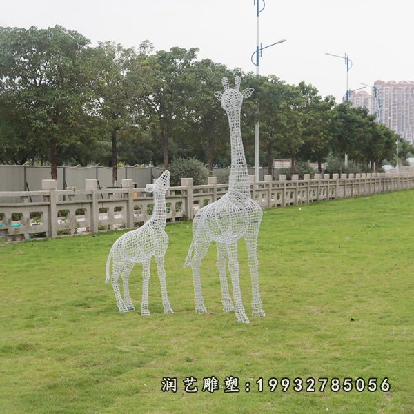 不锈钢长颈鹿雕塑  (29)