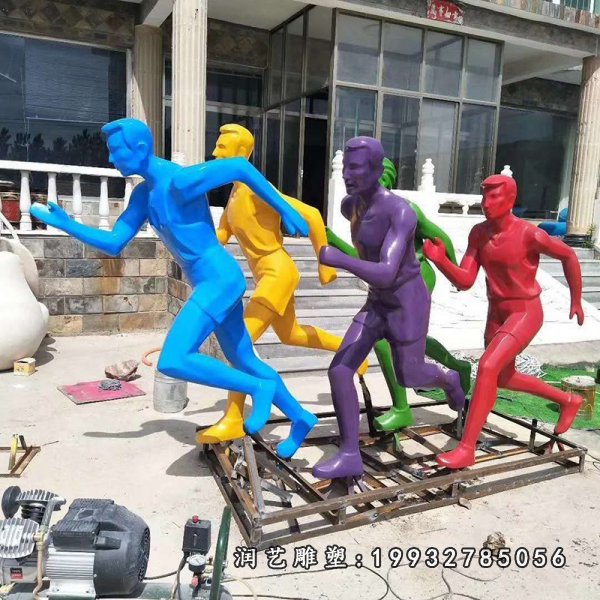玻璃钢抽象跑步人物雕塑 (29)
