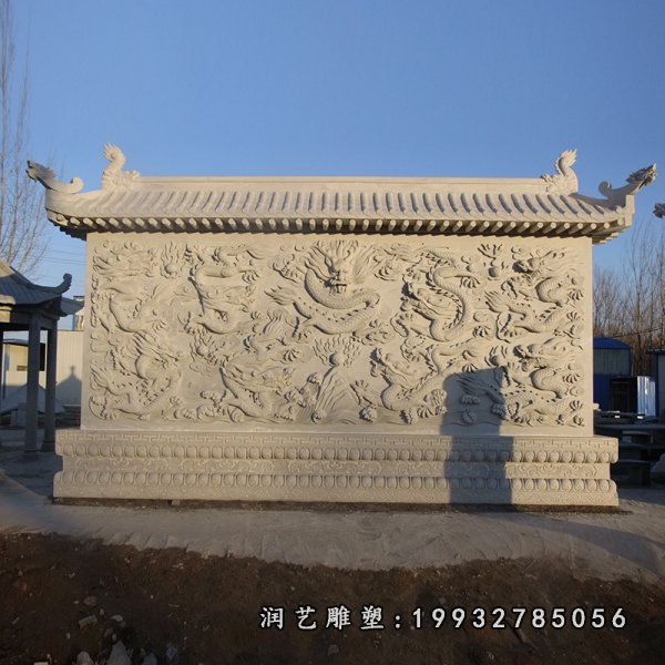 小区庭院九龙壁浮雕石雕 (3)