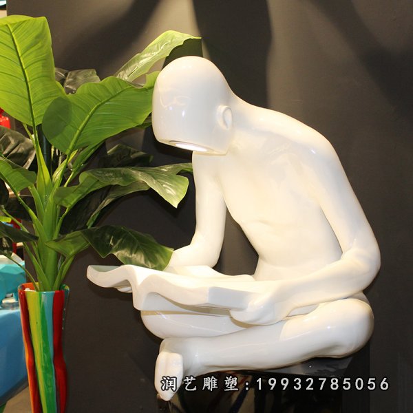 玻璃钢抽象看书人物雕塑 (27)