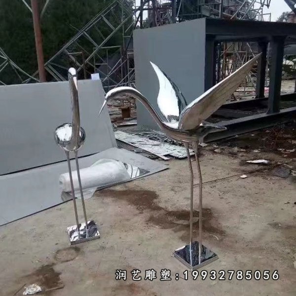 不锈钢仙鹤雕塑  (30)