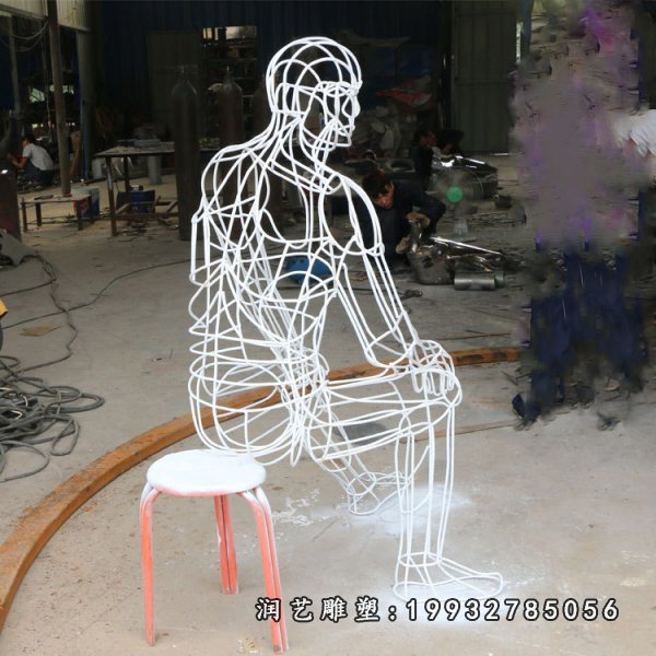 不锈钢抽象人物雕塑 (1)
