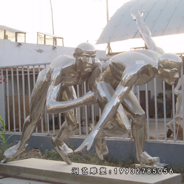 不锈钢滑冰人物  雕塑  (16)