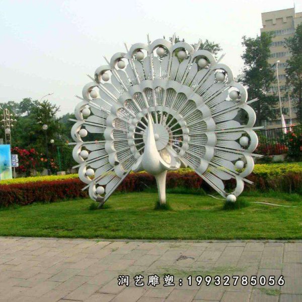 不锈钢孔雀雕塑 (10)