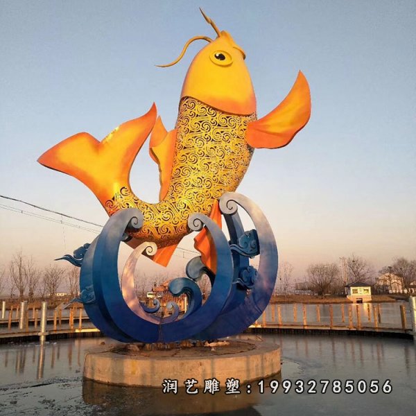 跳跃鲤鱼不锈钢雕塑