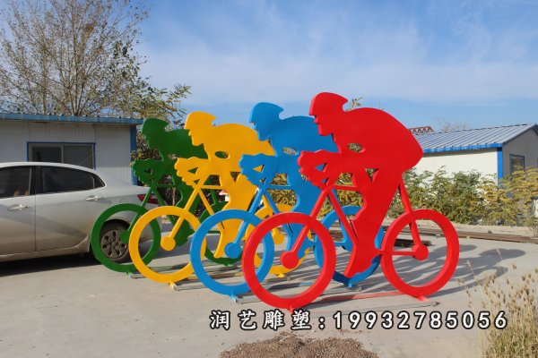 不锈钢骑车雕塑  (314)