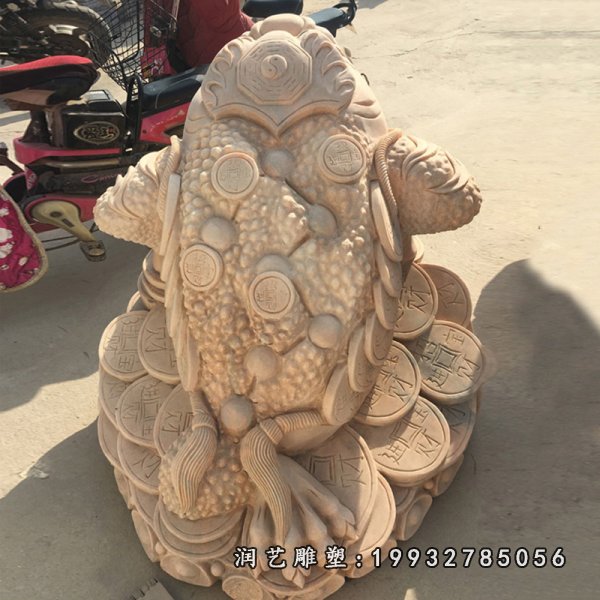 招财貔貅雕塑晚霞红门口貔貅石雕  (4)