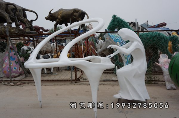 玻璃钢弹钢琴人物雕塑 (5)
