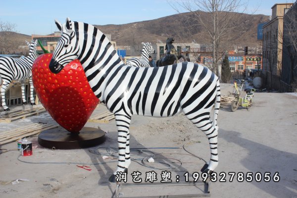 玻璃钢斑马动物雕塑 (132)