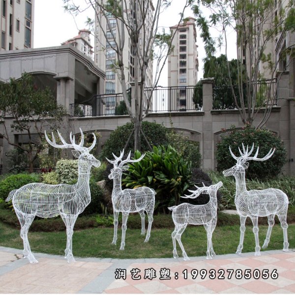 不锈钢鹿动物雕塑 (1088)