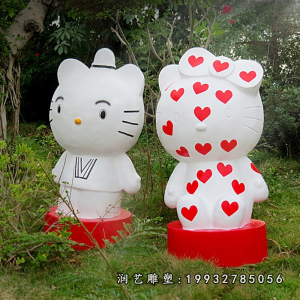 玻璃钢kt猫雕塑