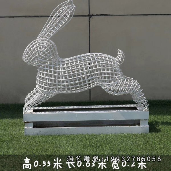 不锈钢兔子动物雕塑 (34)