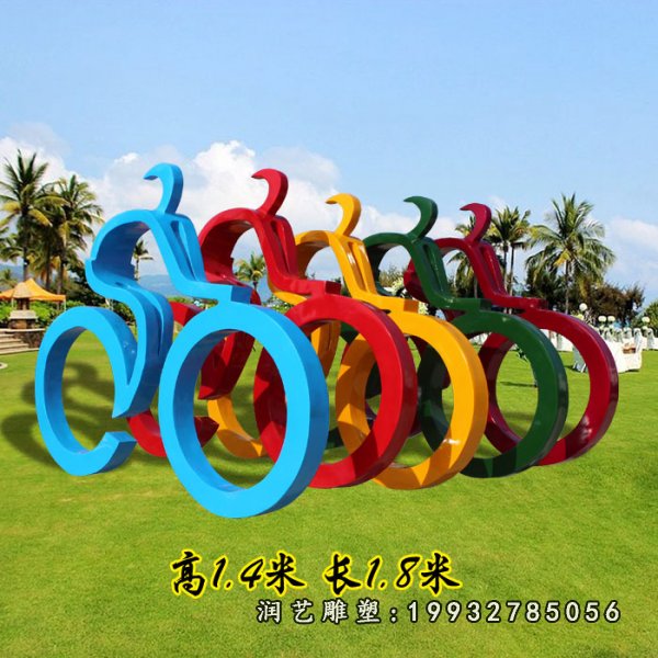 不锈钢骑车雕塑  (34)