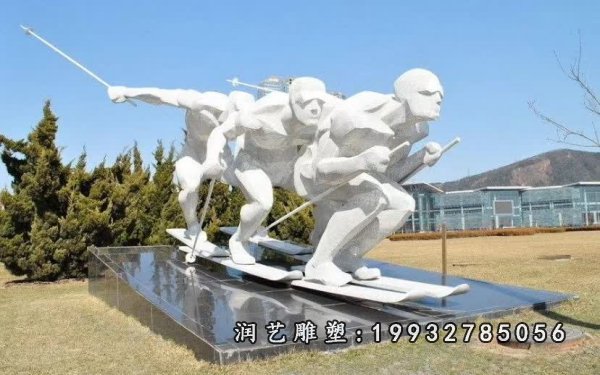 不锈钢滑雪人物雕塑 (9)