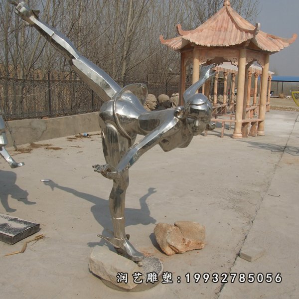 不锈钢滑冰人物  雕塑  (9)