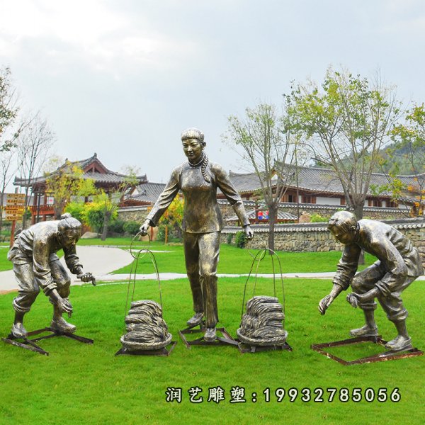 古代劳动传统文化播种铜雕 (2)