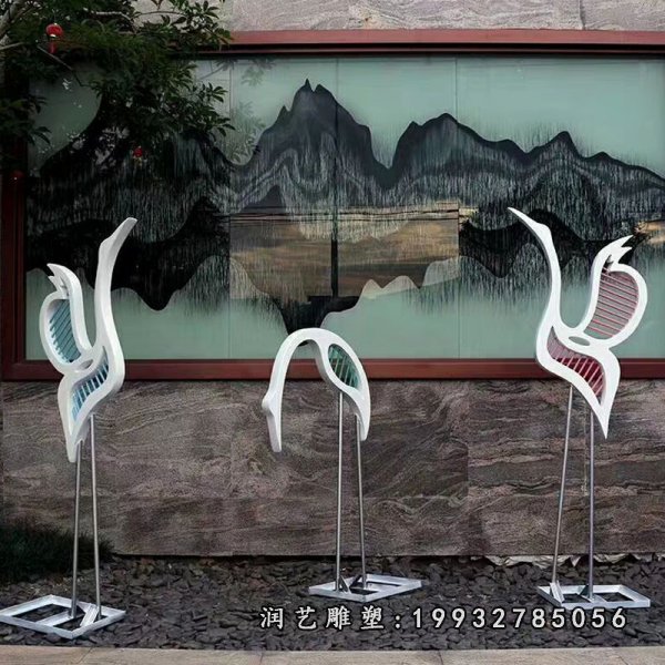 不锈钢火烈鸟雕塑  (59)
