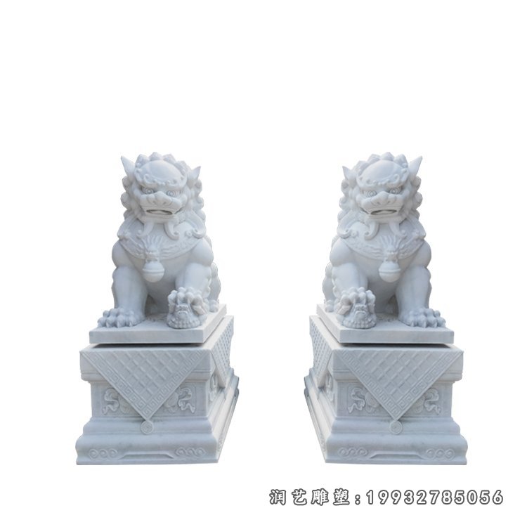 园林汉白玉狮子雕塑 (2)