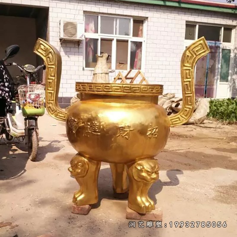 招财进宝香炉雕塑，寺庙香炉铜雕 (2)