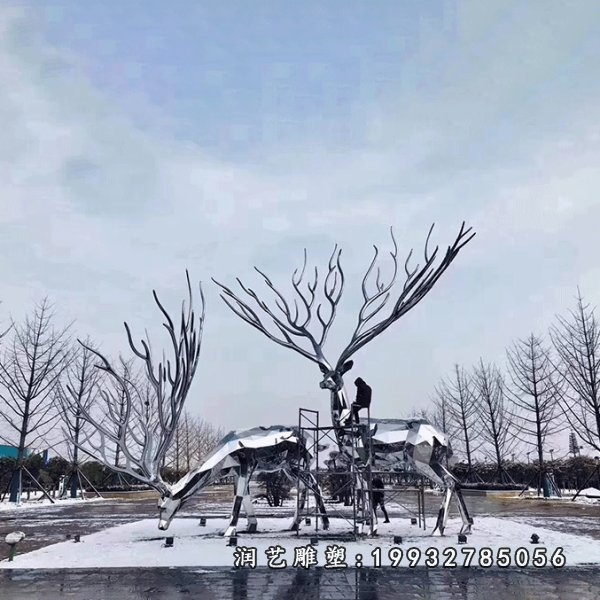 不锈钢鹿动物雕塑 (16)