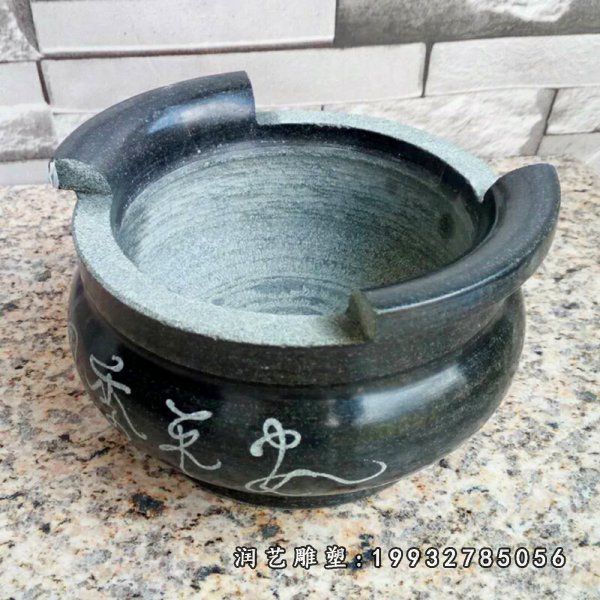 四季平安浮雕香炉 祭祀圆形香炉石雕 (5)