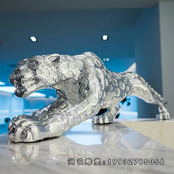 不锈钢豹子雕塑  (4)