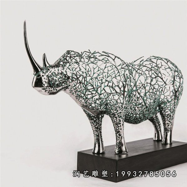 不锈钢犀牛雕塑  (11)