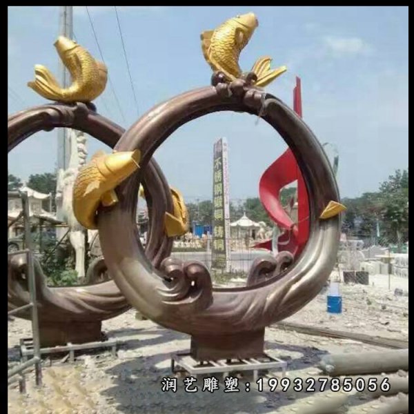 不锈钢鲤鱼跃龙门雕塑 (15)