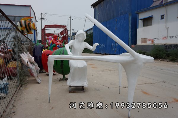 玻璃钢弹钢琴人物雕塑 (2)
